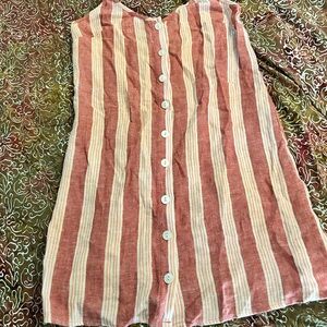 Striped Red and Cream Button-Front Women's Dress